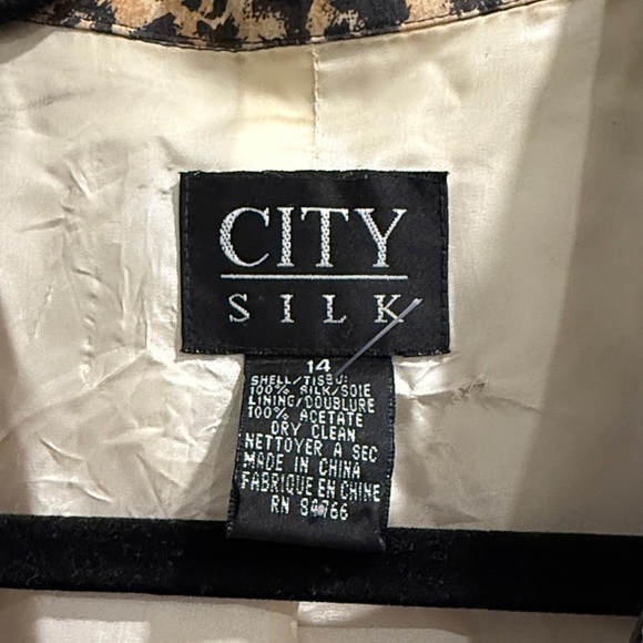 City Silk vintage Leopard Print Women's silk Jacket sz 14 zipper needs repair - Picture 2 of 8
